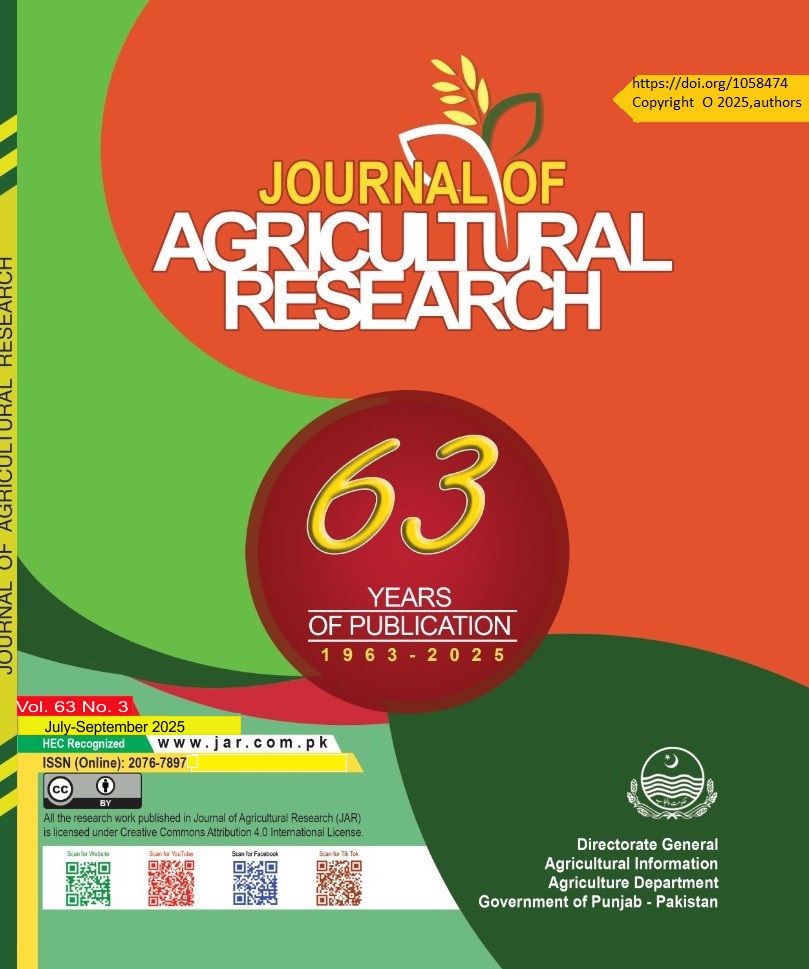 					View Vol. 63 No. 3 (2025): Journal of Agricultural Research
				